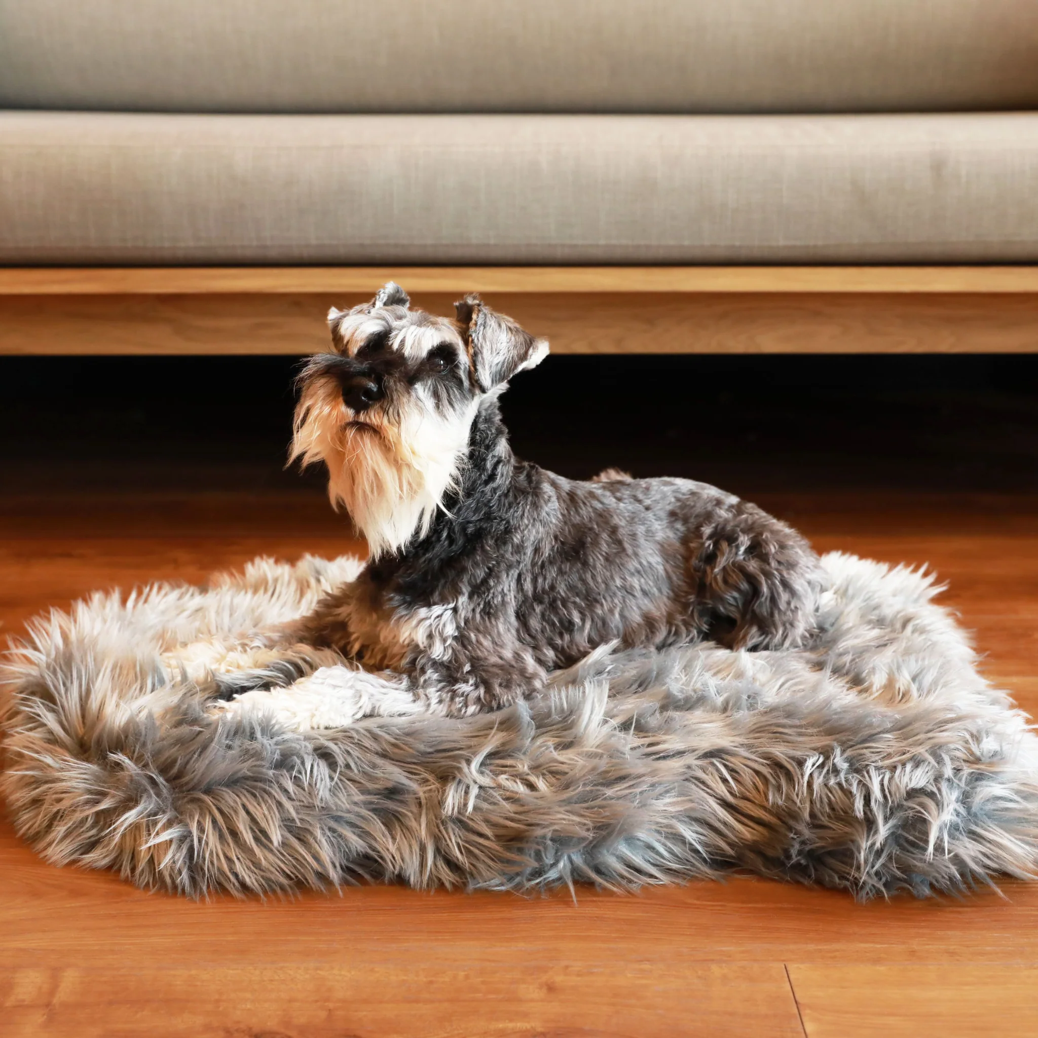 PupRug by Paw.com® Faux Fur Orthopedic Dog Bed - Curve Charcoal Grey - Image 2