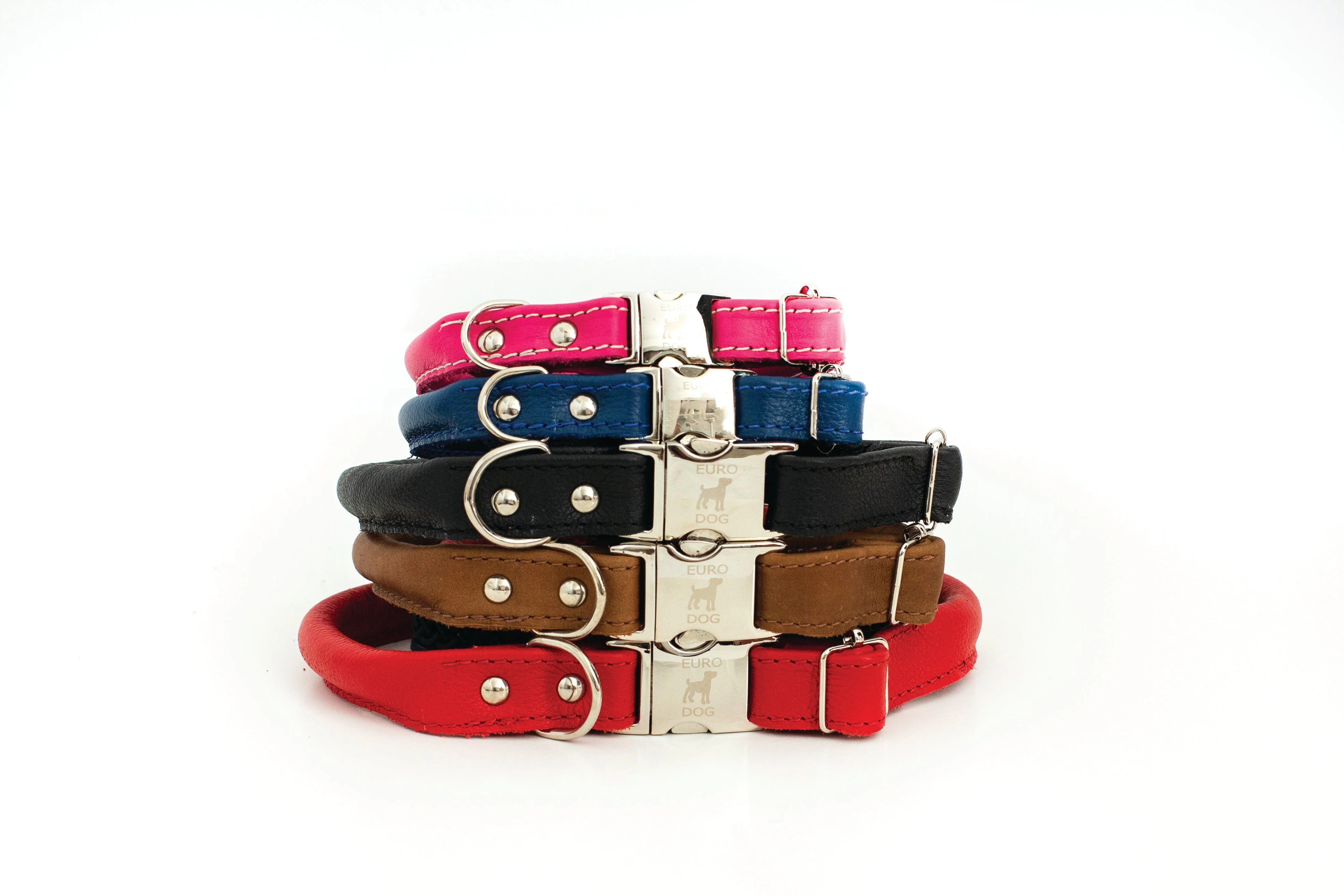 Rolled Style Pink Leather Quick-Release Dog Collar - Image 3