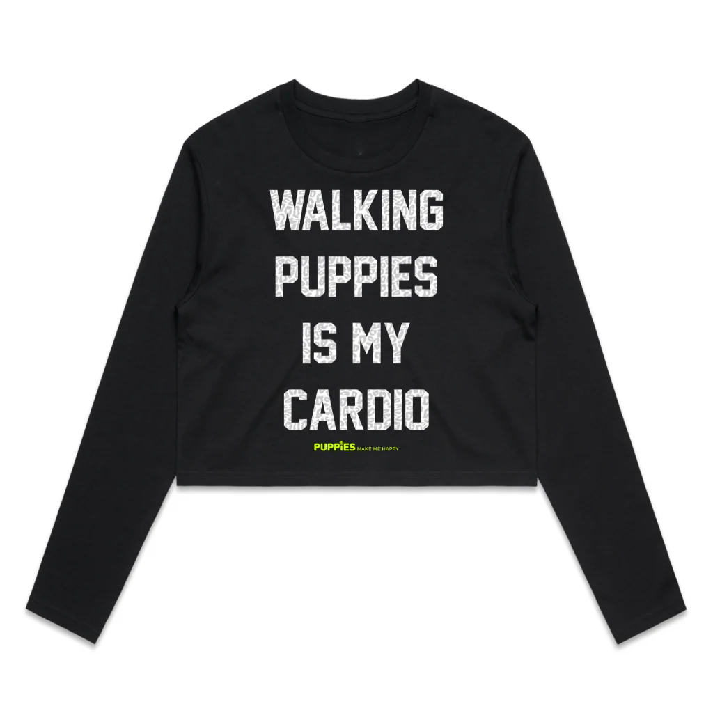 Walking Puppies is My Cardio Leopard Crop Top | Gift for Dog Moms